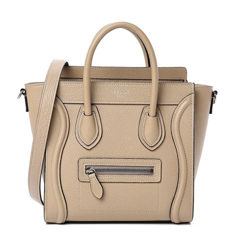 celine drummed calfskin nano luggage dune